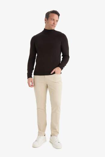 DeFacto Slim Fit Slim Fit Turtleneck Basic Plain Knitwear Sweater R1127Az25Wn
