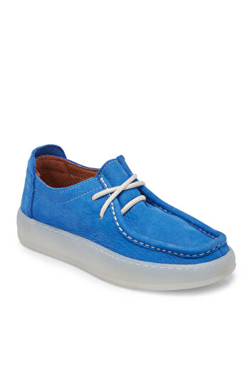 Tergan Mavi Hakiki Nubuk Deri Kadın Loafer - K24i1ay67501-k25