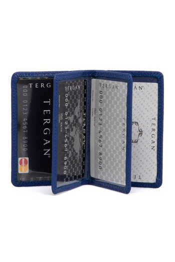 Tergan Blue Leather Unisex Card Holder 01601h0y