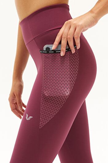 bilcee Women's Plum High Waist Pocketed Stretchy and Firming Pocketed Sports Leggings 0739