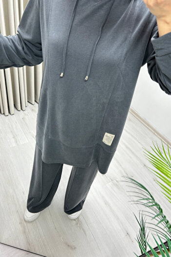 TRİPEN Summer Honeycomb Fabric Stitching Detailed Hooded Double Hijab Suit