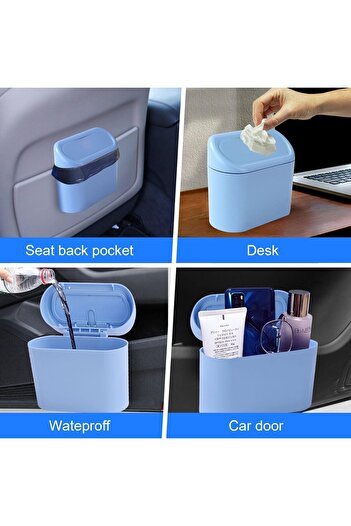 Luti Concept Auto Accessory Car Trash Can Portable In-Car Portable Organizer with Lid Trash Can Blue