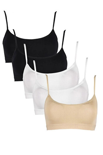 Bluezoni Women's Colorful 5-Piece Sports Bra with String Straps and Removable Pads, Half Tank Top
