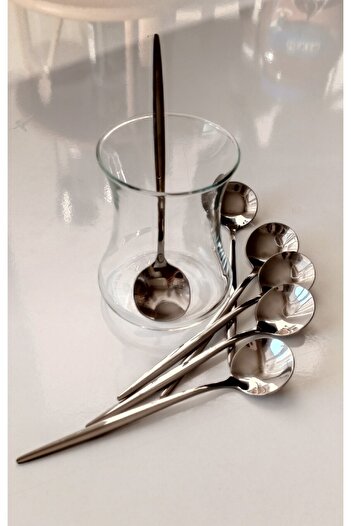 TARIK HOME 6 Pieces Stainless Steel Luxury Round Form, Silver Color Tea, Coffee Spoon