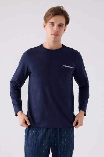 Arnetta Men's Navy Blue Long Sleeve Pajama Set