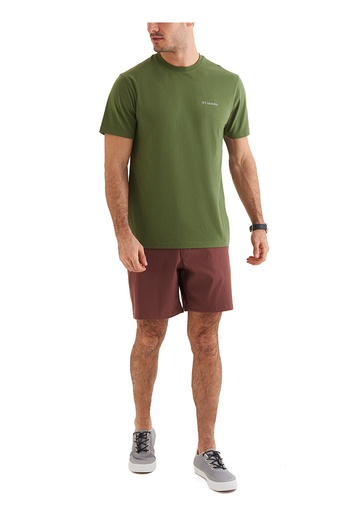 Columbia Green Men's O-Neck Regular Fit Printed T-Shirt