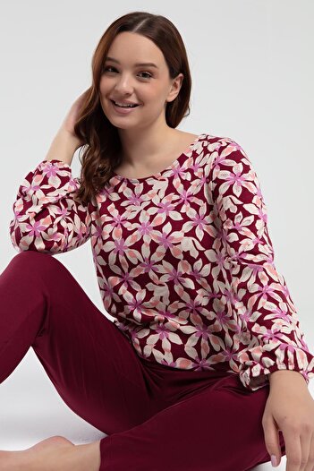 Arnetta Women's Brown Long Sleeve Pajama Set