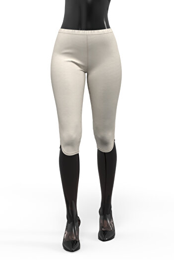 TOLIN Cream Colored 100% Cotton Women's Capri Tights - Piping 426