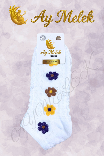 AYMELEK Women's Socks 8 Pairs Natural Cotton Patterned Invisible Girls' Socks