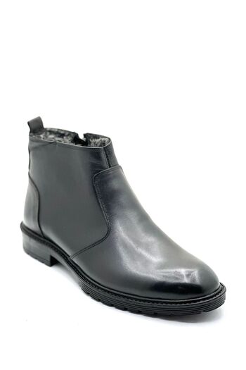 BESS SHOES Ανδρικές μπότες από γνήσιο δέρμα και γούνα |   Χειμερινές μπότες με φερμουάρ, κρύες και αδιάβροχες, άνετες, ορθοπεδικές