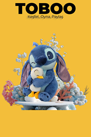 shop Stitch & Ördek Yavrusu Peluş Oyuncak -Yumuşak Polyester Bebek, Sevimli Sarılma Pozu