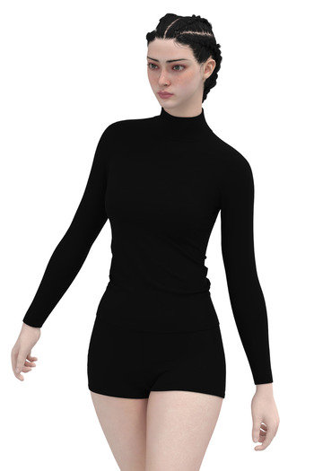 TOLIN Women's Long Sleeve Cotton Lycra Turtleneck Black Undershirt 6257