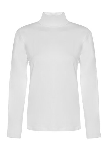 TOLIN Women's Long Sleeve Cotton Lycra Turtleneck White Undershirt 6257