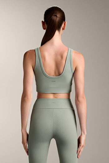 Oysho Rib Comfortlux open back Henley top