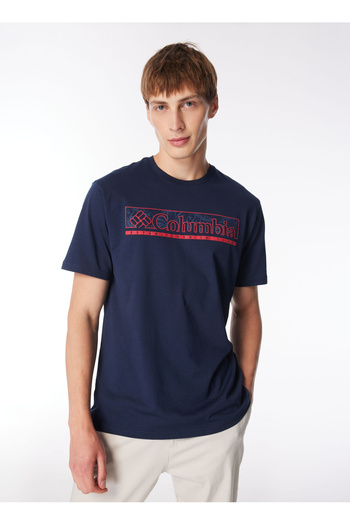 Columbia Dark Navy Blue Men's O-Neck Regular Fit Printed T-Shirt 9120851466_Cs0379 Csc Nightscape