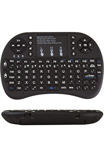 ILA PRODUCT Mini portable wireless keyboard, integrated touchpad, RGB lighting, black