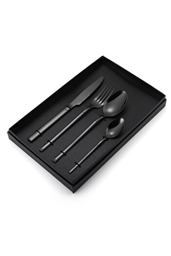 Trendy's Set of 4 stainless steel cutlery, TRENDY'S, black