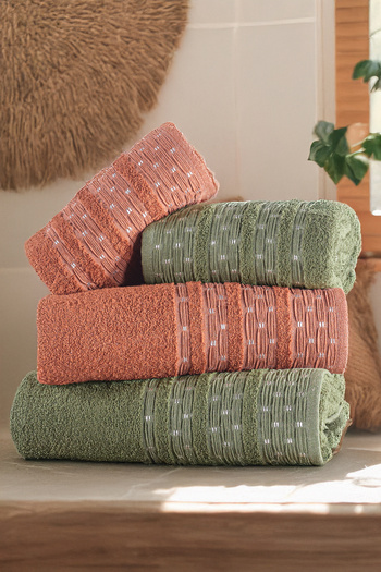 Isessia Pera 4-Piece Bath Towel Set Turkish Bath Set 100% Cotton