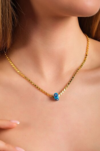 Side Gold Kuyumculuk 14 Ayar Sarı Gold Altın Pullu Zincir Kolye