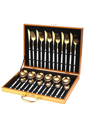 Trendy's Set 24 tacamuri, stainles steel, TRENDY’S, alb-gold