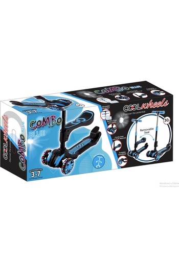 Furkan Toys Cool Wheels Led Işıklı Oturaklı Mavi Combo Scooter