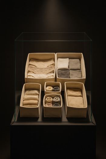YUNUSOĞLU HOME Cream Felt Drawer and Closet Organizer Set 6 Pieces – Cream, Multi-Purpose Organizer Bins