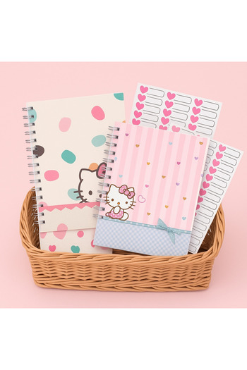 Minnoş A4 Spiral School Notebook 80 Sheets - 250 Pieces Sticker Set School Set - Checkered