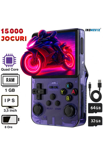 INOMEVIX Portable Retro Game Console, 15000 Games, HD Screen, Video Card, 8 Hour Battery