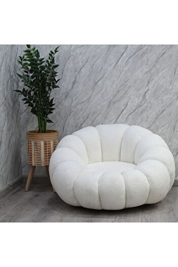 Al Saada Home Relaxation Chair Bouclé Circular - White