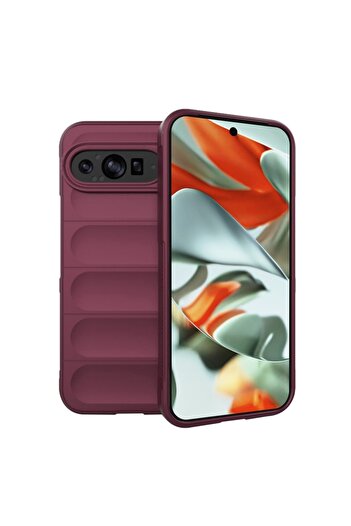 SKYDDAR INNOVATION Case for Google Pixel 9 Pro XL, Magic Shield, Silicone Mat, sticker set, Burgundy