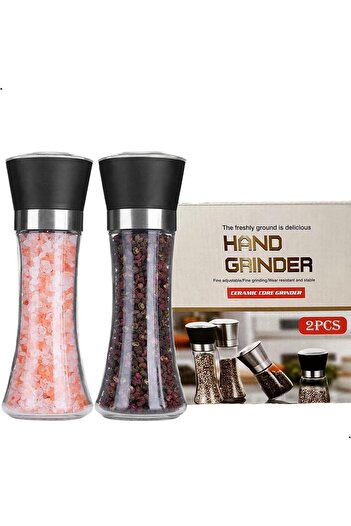X SPRING Pepper Grinder, Premium Pepper and Salt Grinder Set of 2, Refillable Sea Salt, Black Pepper