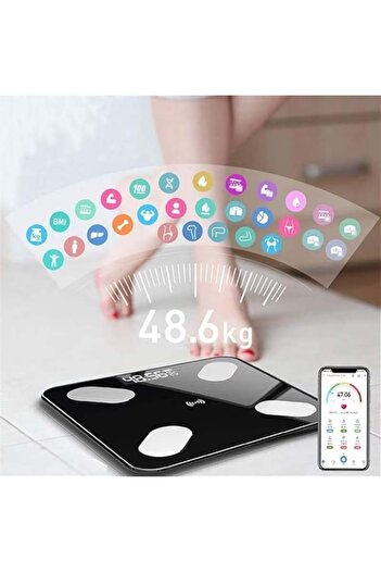 WXZ SHOP Electronic Body Scale, WXZ Shop, Smart, Digital Screen, Supports Maximum 180 Kg, Black