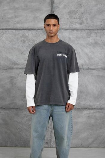 NOMARC Smoked Pocket Number Detail Oversized Handle Piece Design Sweatshirt