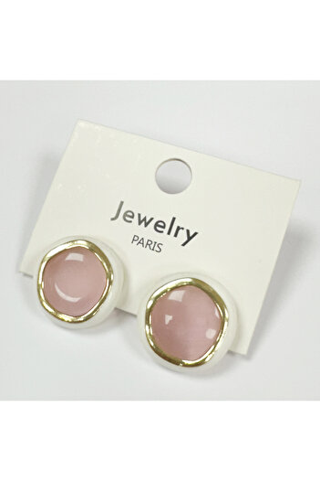 Perissy White Pink Gold Detailed Earrings