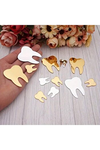 Slasa 50 Pieces of Golden Tooth-Shaped Acrylic Cutouts by