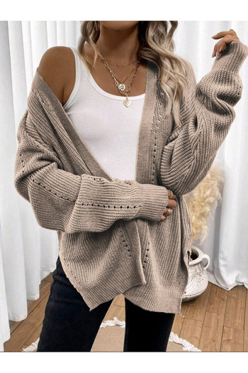 SolQ Oversized Buttonless Long Loose Women's Knitwear Cardigan