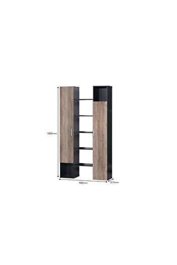 BAITY Malaysian Wooden Storage Unit with 5 Shelves and Drawers