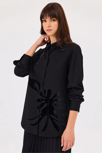 SEÇİL Women's Patterned Buttoned Shirt - Black