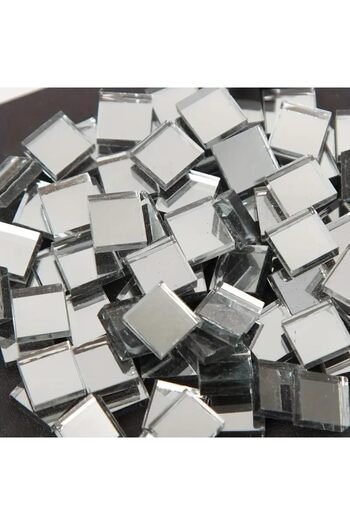 Slasa 50-Piece Mosaic Mirror Tiles by - 0.393 × 0.393 Inch (10 × 10 mm) Silver Acrylic Crystal Squ