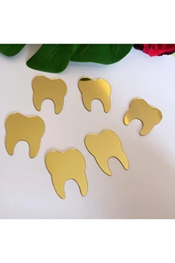 Slasa 50 Gold Tooth Mirror Stickers from - Acrylic Wall Decor for Clinic, Office, Scrapbook, Crafts,