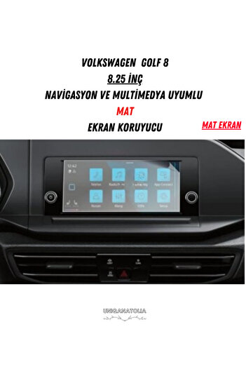 UniqAnatolia Volkswagen Golf 8 8.25 Inch Navigation and Multimedia Compatible Matte Screen Protector