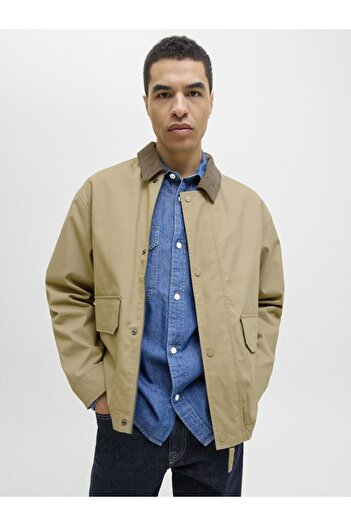 Jack & Jones Men's Camel Jprccriver Utility Jacket Sn Jacket 12284930-Weathered