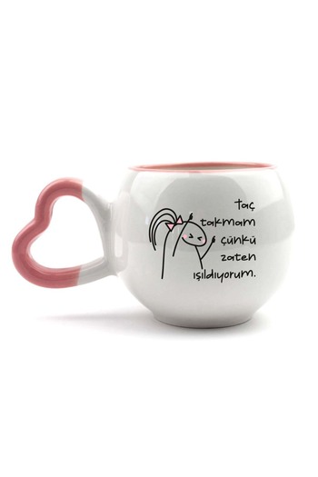 PALTO TASARIM I Don'T Wear a Crown because I'M Already Shining. Handmade Cream Shiny Amour Mug - Handcrafted Gift Mug Ba
