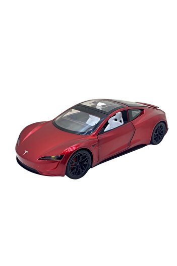 JPT Macheta metal replica Tesla Roadster rosie deschide usile si portbagajul 1/24