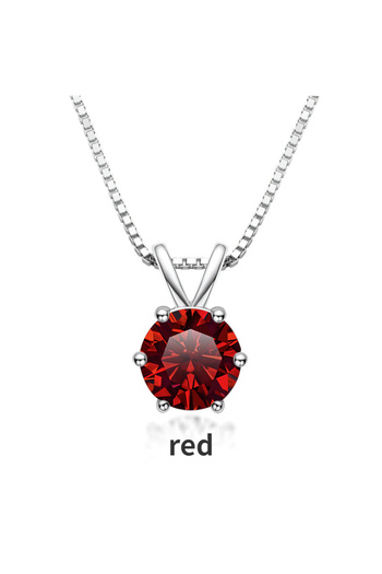 Choice garnet red-1ct JoyceJelly Real 1ct Moissanite Pendant Necklaces Trendy 925 Sterling Silver Clavicle