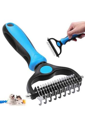 Bukela Double-Sided Pet Brush – Extra Wide, Dogs & Cats (Blue)