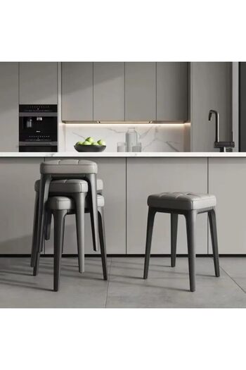 SKY TOUCH SKY-TOUCH Plastic Stool Chair with Soft Cushion, Vanity Chair, Dressing Stool, Dining Chair for Home