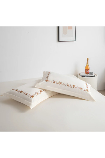 Alhabib bedding Fahda Summer Embroidered Bedspread, Queen Size, 160x200, Cream, 5 Pieces