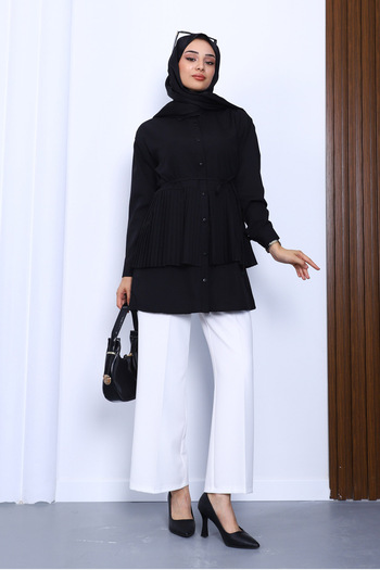 İmajButik Black Side Tie Poplin Tunic