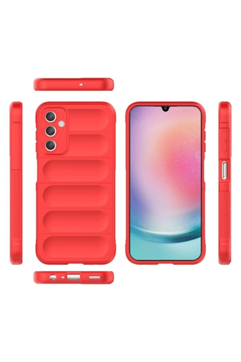 SKYDDAR INNOVATION Case for Samsung Galaxy A25 5G, Magic Shield, from Silicone Mat, sticker set, Red